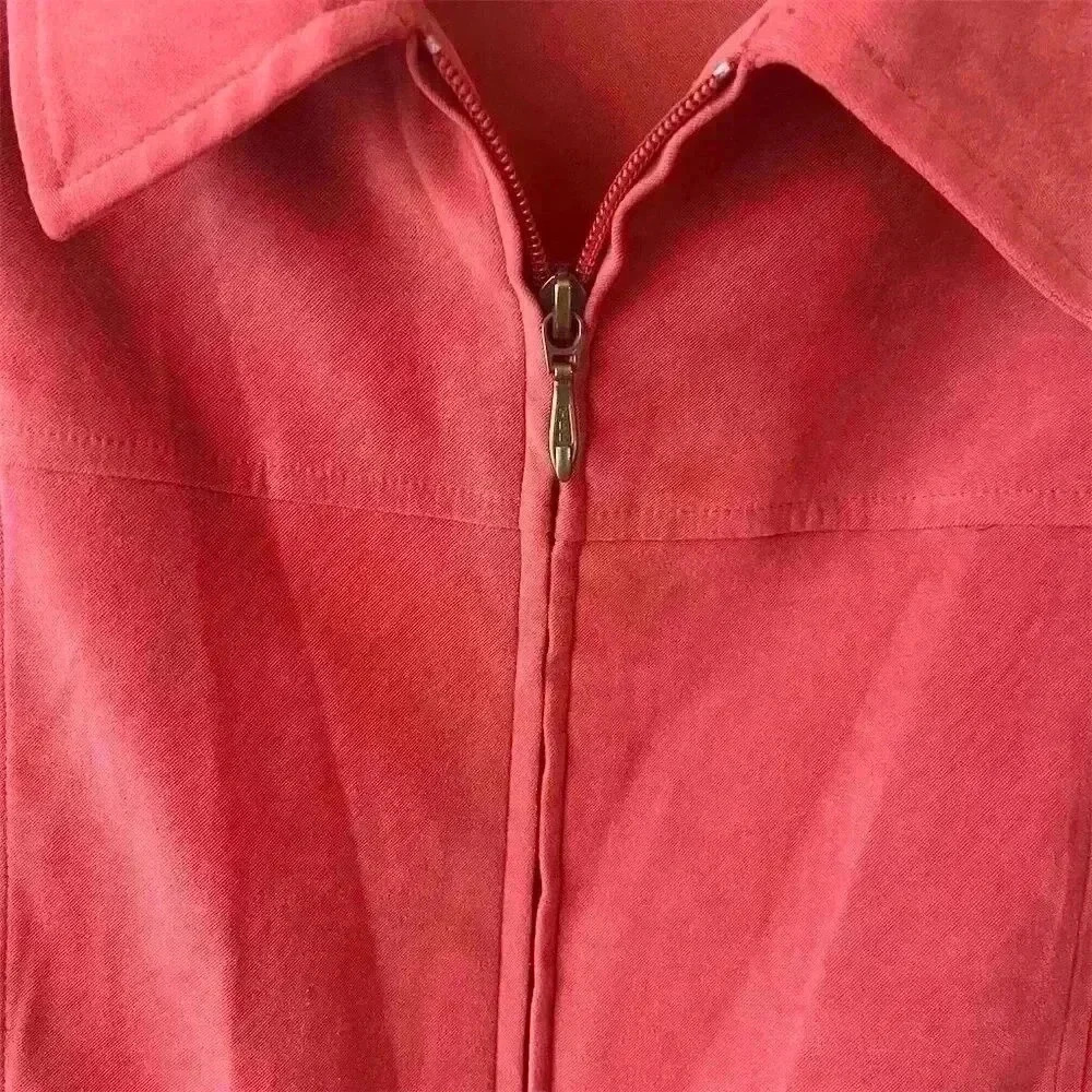 Croft & Barrow Women's XL Red Faux Suede Jacket Boxy Fit Zip Closure - Picture 3 of 7